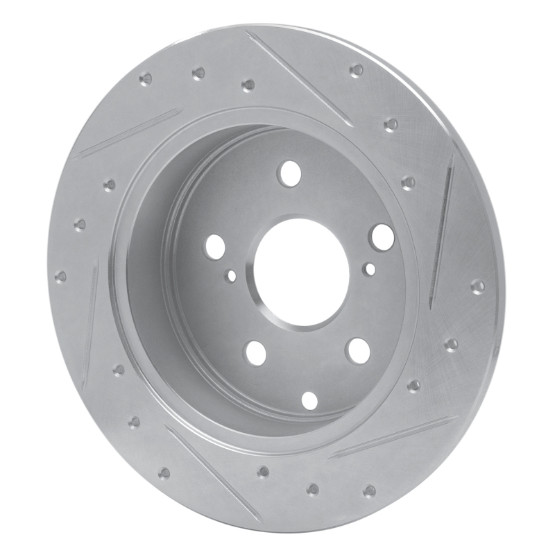 Lexus HS250H Brake Rotor (1) - Rear Left - R1 Concepts - Drilled & Slotted - Silver - `06-`18
